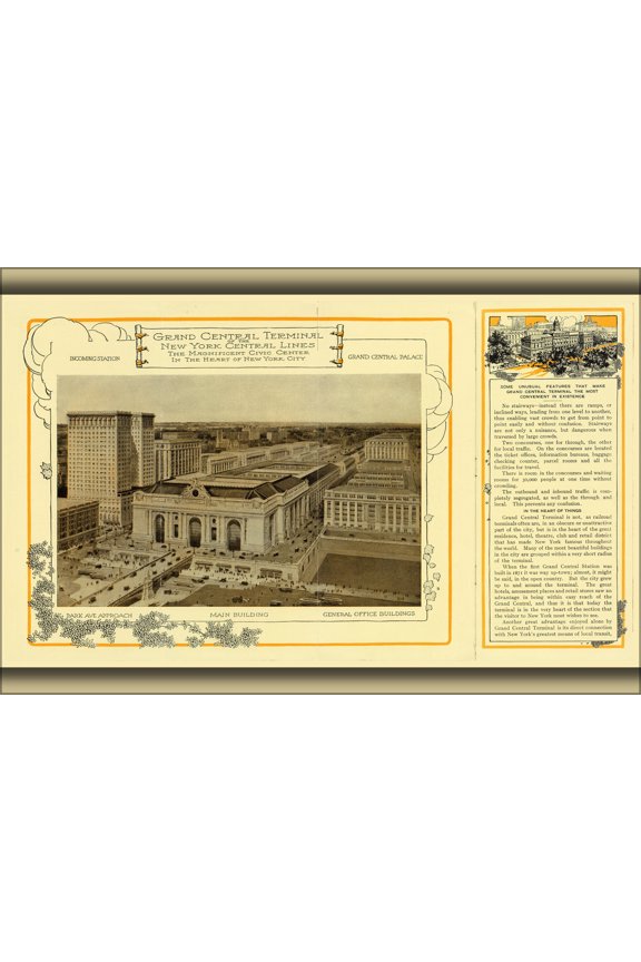 24"x36" Gallery Poster, 1918 NYCRR Grand Central station new york city
