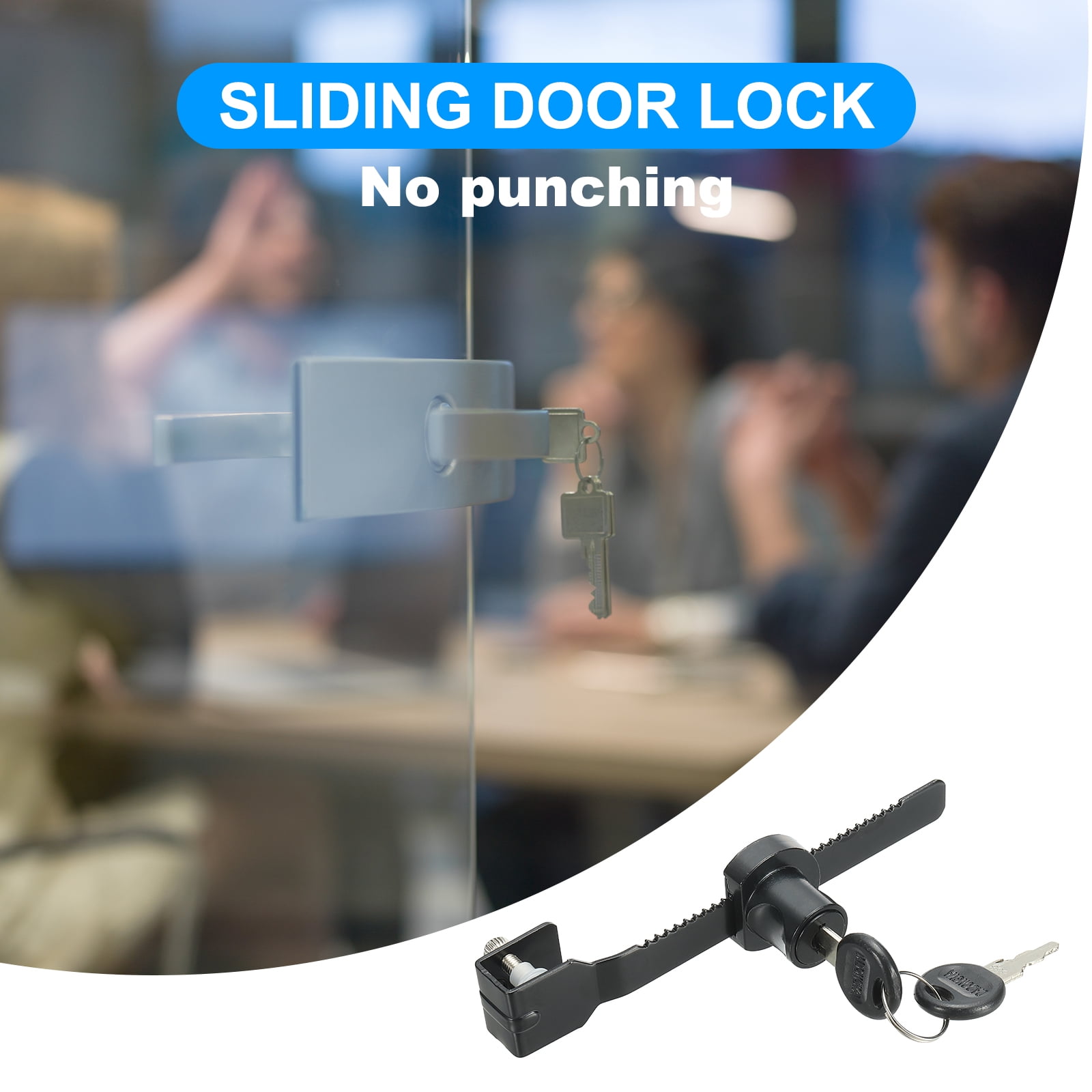 Uxcell Sliding Glass Cabinet Lock, 4Pcs Keyed Different Zinc Alloy Single Swing Showcase Lock No Drill Glass Door Lock, Black