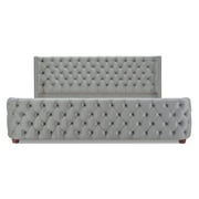 Brooklyn King Tufted Panel Bed Opal Grey Velvet