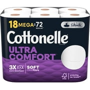 Cottonelle Ultra ComfortCare Toilet Paper, 18 Mega Rolls, 284 Sheets per Roll (5,112 Total)