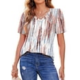thumbnail image 2 of Fantaslook Blouses for Women Dressy Casual V Neck Pleated Tunic Tops Summer Short Sleeve Boho Shirts, 2 of 7