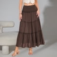 thumbnail image 2 of oqasdz Maxi Skirts for Women Casual Elegant High Waisted A Line Flowy Ruffles Solid Color Tiered Thin Breathable Formal Long Skirt, 2 of 7