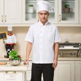 thumbnail image 2 of FRCOLOR  Chef Coat Breathable Jacket Short Sleeve Kitchen Apron Men and Women White, 2 of 7