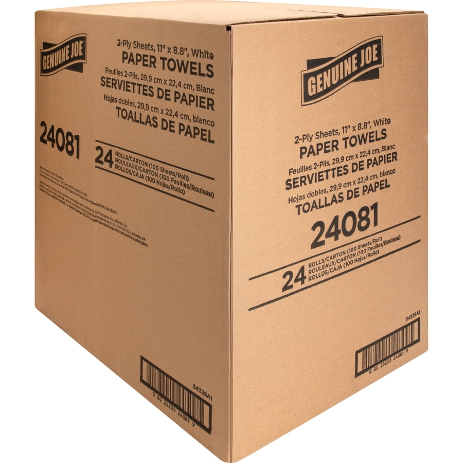 Genuine Joe Paper Towels - 2 Ply - 11" X 4.40" - 200 Sheets/roll - White - Flexible, Perforated, Absorbent, Soft - For Kitchen, Multipurpose, Breakroom - 24 / Carton