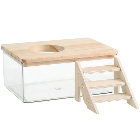 Zehuanyu 1 Set Hamster Bath Sand Box Clear Hamster Dig Box Small Animal Hideout Shelter Chinchilla Gerbils Bath Box With Ladder And Lid