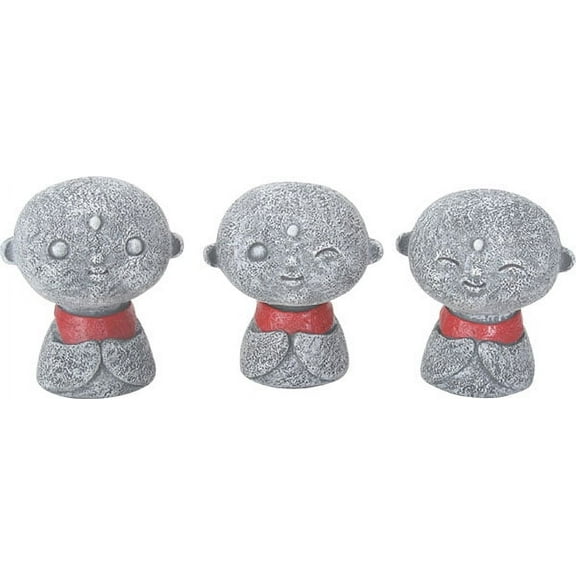 Ebros Gift Decorative Jizo Monks Set of 3 Figurine 2.5" Height Charm Small Japanese Buddha Jizo Monks of Harmony Statue