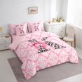 thumbnail image 3 of Homewish Leopard Print Letter Twin Bedding Sets 7-Piece, Ribbon Monogrammed K Bedding Comforter Set, Hippie Mandala Damask Reversible Sheet Sets, Ultra Soft Bedroom Decor, 3 of 7