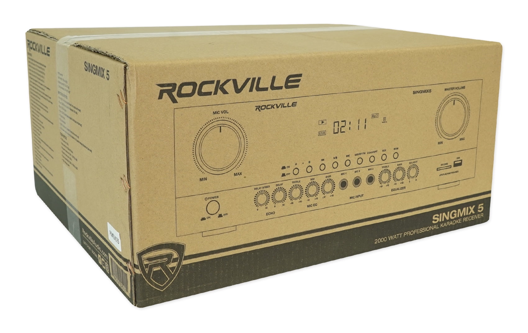 Rockville SINGMIX 5 2000w Bluetooth DJ/Pro/Karaoke/Home Amplifier Mixer Receiver 