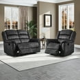 thumbnail image 3 of Bonzy Home Recliner Sofa Set – Cloth Reclining Living Room Furniture Set with Single Recliner Chair & Loveseat Gray, 3 of 7