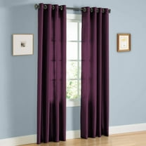 2 PANEL MIRA SOLID PLUM SEMI SHEER WINDOW FAUX SILK ANTIQUE BRONZE GROMMETS CURTAIN DRAPES 55 WIDE X 108" LENGTH