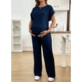 thumbnail image 4 of DOKOTOO Women's Maternity Sets 2 Piece Sets Ribbed Knit Short Sleeve Outfit Maternity Lounge Wear Soft Pregnant Pajamas Plus Size Sweatsuits Sets, 4 of 8