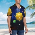 thumbnail image 3 of Balery Solar System Camisas hawaianas de manga corta para hombre, camisas playeras de corte holgado, camisas de vacaciones con botones,3X-Large, 3 of 7