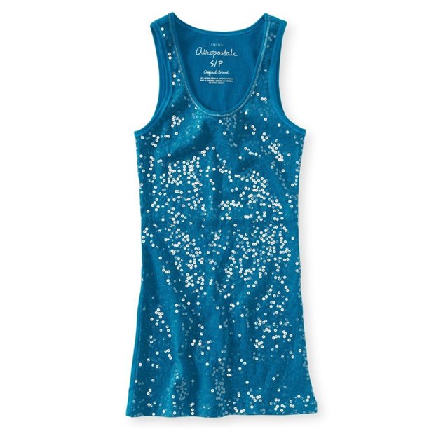 Camiseta sin mangas Aeropostale Lentejuelas Azul Mediana
