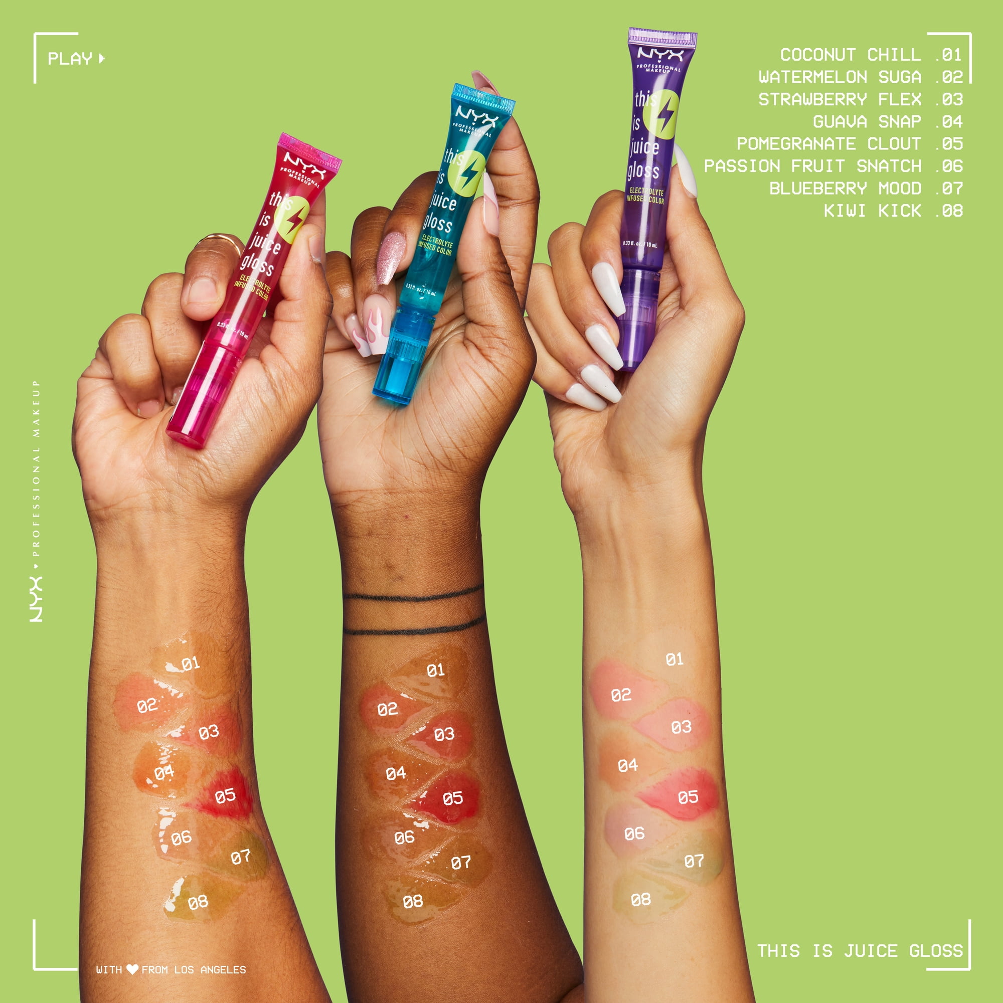 NYX Professional Makeup This Is Juice Gloss, Hydrating Lip Gloss, Kiwi Kick, 0.33 fl oz