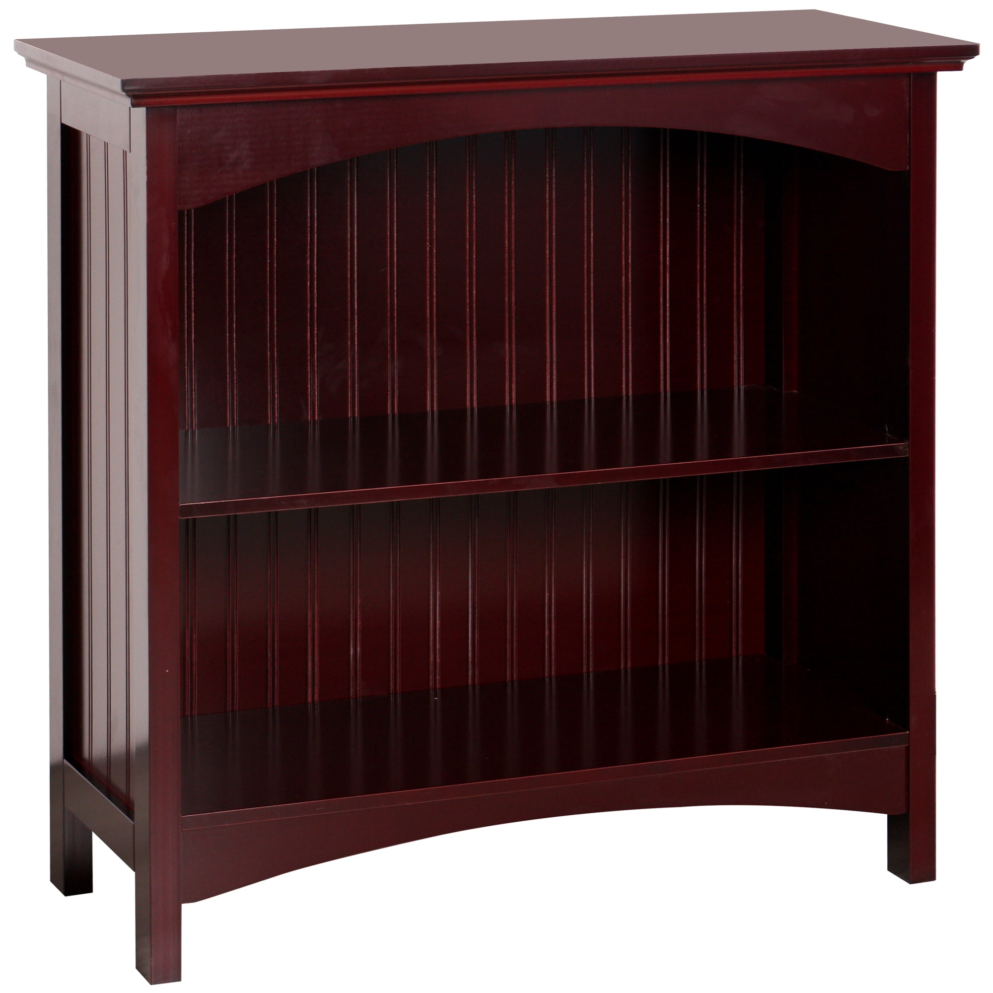 eHemco 2 Tier Storage Shelf Bookcase with 2 Arched Supports, 29 Inches Height, Cherry
