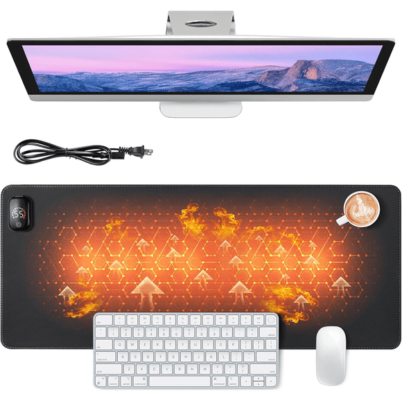 Heated Mouse Pad Warm Desk Large Mat 3 Levels Heating Gaming Foot Warmer Home