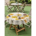 thumbnail image 3 of Outdoor Tablecloth with Umbrella Hole and Zipper, Yellow Flowers Round Table Cloth 54 Inch Waterproof Tablecloth, Farmhouse Botanical Watercolor Floral Picnic Table Cover for Patio Camping, 3 of 7