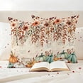 thumbnail image 3 of Orange Green Pumpkins Fall Outdoor Waterproof Pillow Covers, Thanksgiving Floral Botanical Vintage Decorative Square Throw Pillowcase Sofa Cushion Sham for Patio/Couch/Chair, 16"x16" 2 Pack, 3 of 8