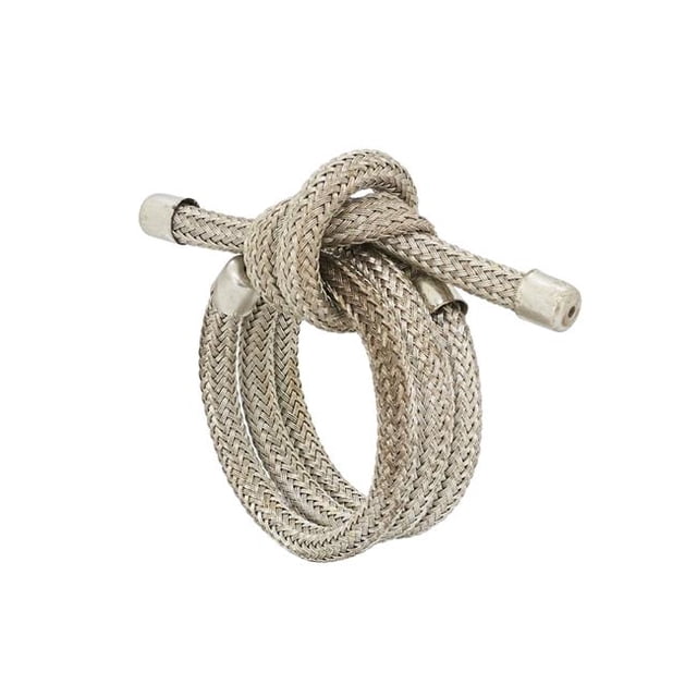 Saro Lifestyle NR102.S Knotted Rope Napkin Rings, Silver - Set of 4