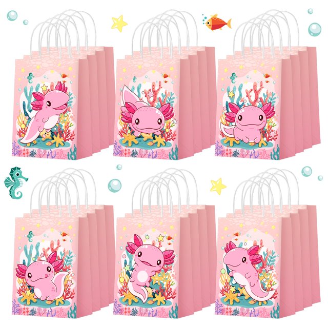 Bolsas de papel de regalo Kolldenn Axolotl Party Favors, 24 unidades