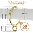 thumbnail image 3 of 50 Pcs Metal Curtain Rings with Eyelets, 1 inch Inner Diameter Drapery Rings Apply for Curtain Rods, Gold(Fits Up to 3/4-Inch Rod), 3 of 8