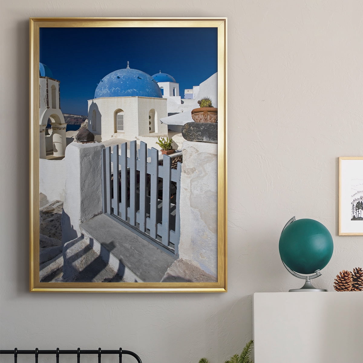 Santorini Sidewalk Premium Framed Print - Ready to Hang
