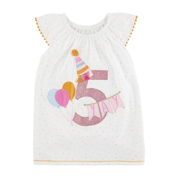 Mud Pie Toddler Girl Birthday Tunic, 5, 5T