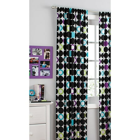 your zone printed microfiber window curtains, blocked dot, set of 2