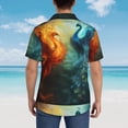 thumbnail image 4 of Balery Red And Blue Fire Peacock Camisas hawaianas de manga corta para hombre, camisas playeras de corte holgado, camisas de vacaciones con botones,Small, 4 of 7