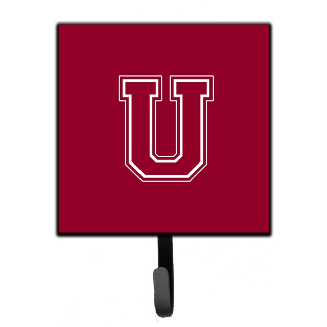 "Treasures CJ1032-USH4 Letter U Initial Monogram-Maroon and White Leash Holder or Key Hook, Small, Multicolor" Caroline's Treasures CJ1032-USH4