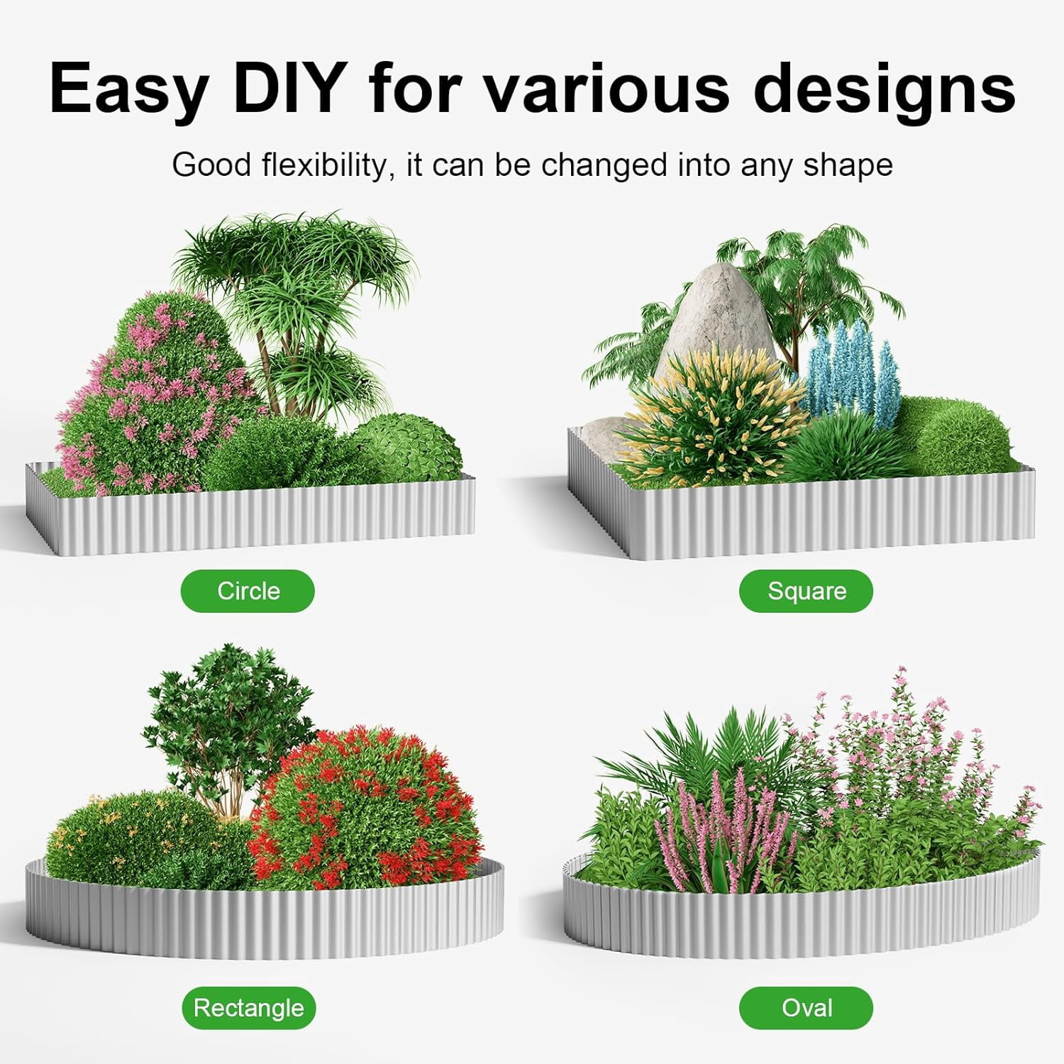 Land Guard Corrugated Garden Edging Border,10" x 50' Landscape Paver Edging, Tall Landscape Edging, Fence for Garden, Flower Bed, Lawn and Landscape Edging (Silver)