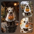 thumbnail image 5 of Halloween Ghost Dog Statue, Resin Sitting Dog Figurine with Ghost Costume and Pumpkin Candy Bucket, Trick Bowl Decor for Indoor Outdoor Yard Porch Home Party, 5 of 9
