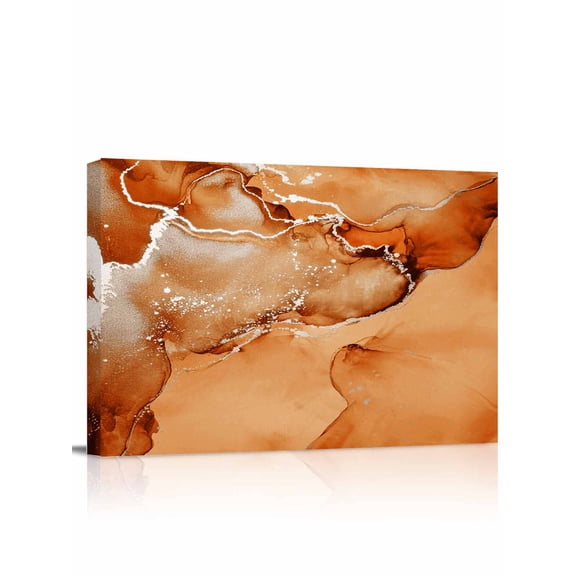 Marble Burnt Orange Wall Art for Living Room,Canvas Picture Wall Decor for Bathroom Bedroom,Modern Abstract Ink Painting Luxury Painting Artwork for Office Kitchen Hallway Dining Room Decor 24"x32"