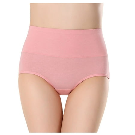 GA WEIHUA Flash DealsHigh Rise Seamless Panty for Women Stretch Elastic Waist Underpant Trendy No Trace Briefs Classic Solid Underoutfit(Pink XXL)