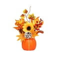 thumbnail image 2 of Decoración de mesa de árbol de calabaza de Halloween | Centro de mesa de calabaza artificial | Decoración del hogar de otoño de Acción de Gracias | Arreglo de bayas y hojas falsas | 12.6x11in | 1, 2 of 6