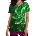 thumbnail image 2 of JURANMO St Patricks Day Outfits for Women Casual V Neck Scrub Tops Summer Short Sleeve Working Uniform Fashion Loose Fit T Shirts Green XXL 90 Percent off Clearance Sale, 2 of 6