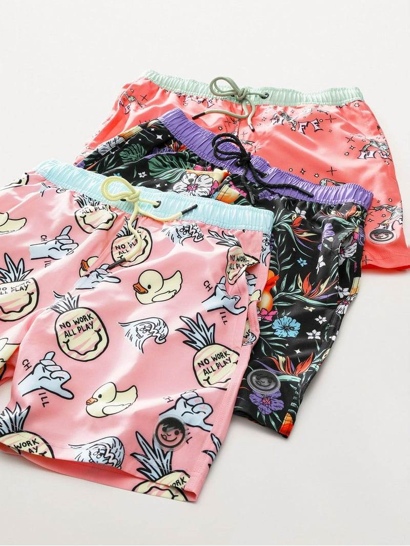 Neff Men's Novelty Print Swim Trunks with Stretch, 7