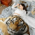 thumbnail image 4 of Castle Fairy Tiger Animal 7pcs Bedding Comforter Set,Jungle Wildlife Queen Bedding Sets Super Cozy,Exotic Style Queen Sheet Sets,Super Cozy Abstract Room Decor,Reversible, 4 of 8