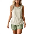 thumbnail image 2 of Blmnix Women's Pajamas Sleepwear Sets Bamboo Pajamas Summer Pajamas Short Pajama Crew Neck Sleeveless Green Short Spring Pajamas for Women Set,XXL, 2 of 5