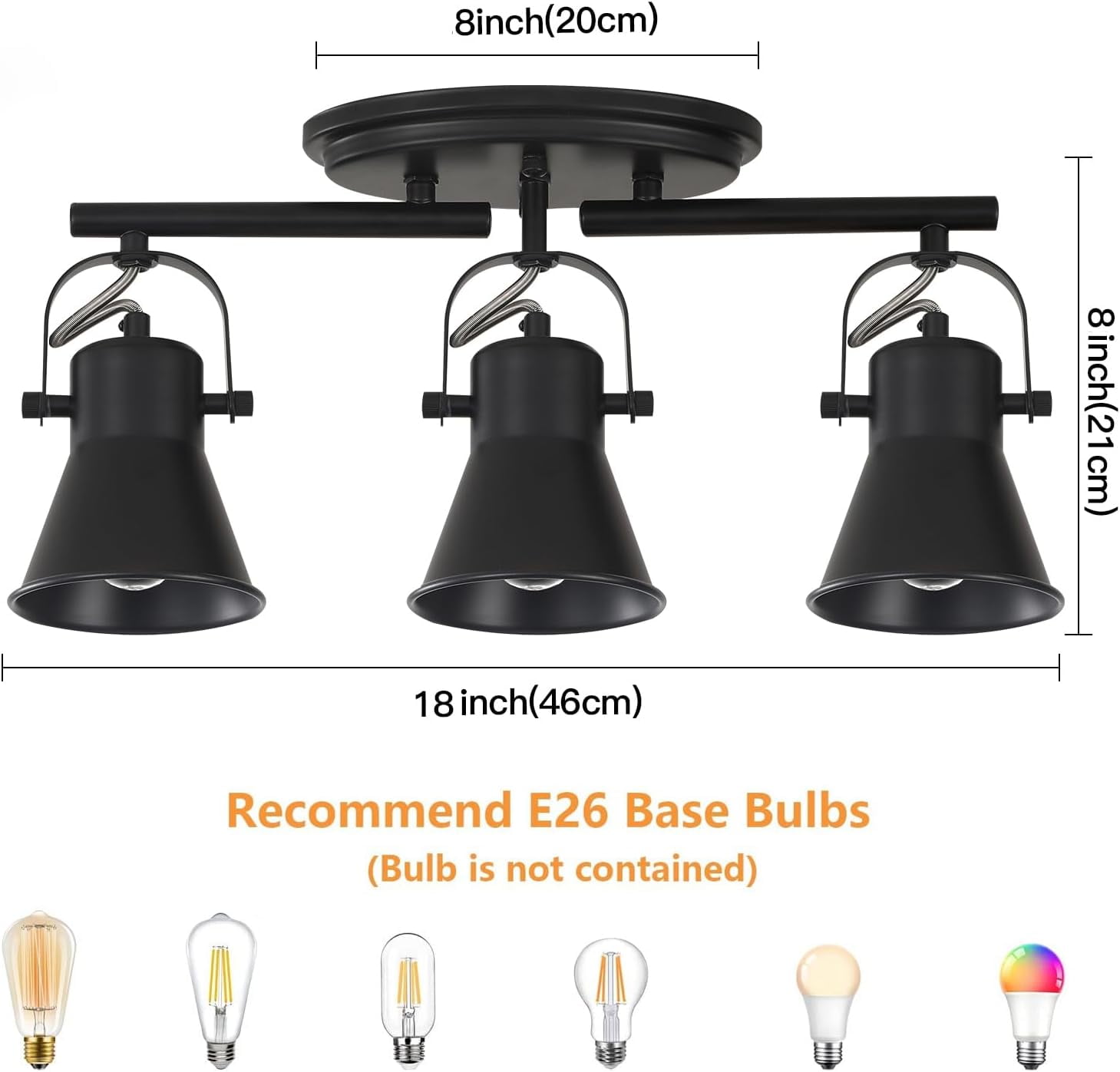KEESFU 3-Light Ceiling Track Lighting Fixture, Black Adjustable Spot Head , Modern Track Light for Bathroom Vanity Kitchen Hallway