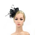 thumbnail image 5 of Feather Flower Headband Decor,Bridal Tiara Satin Feather Hair Accessories Mesh Head Flower Stage Party Hairpin Hat (Black), 5 of 9