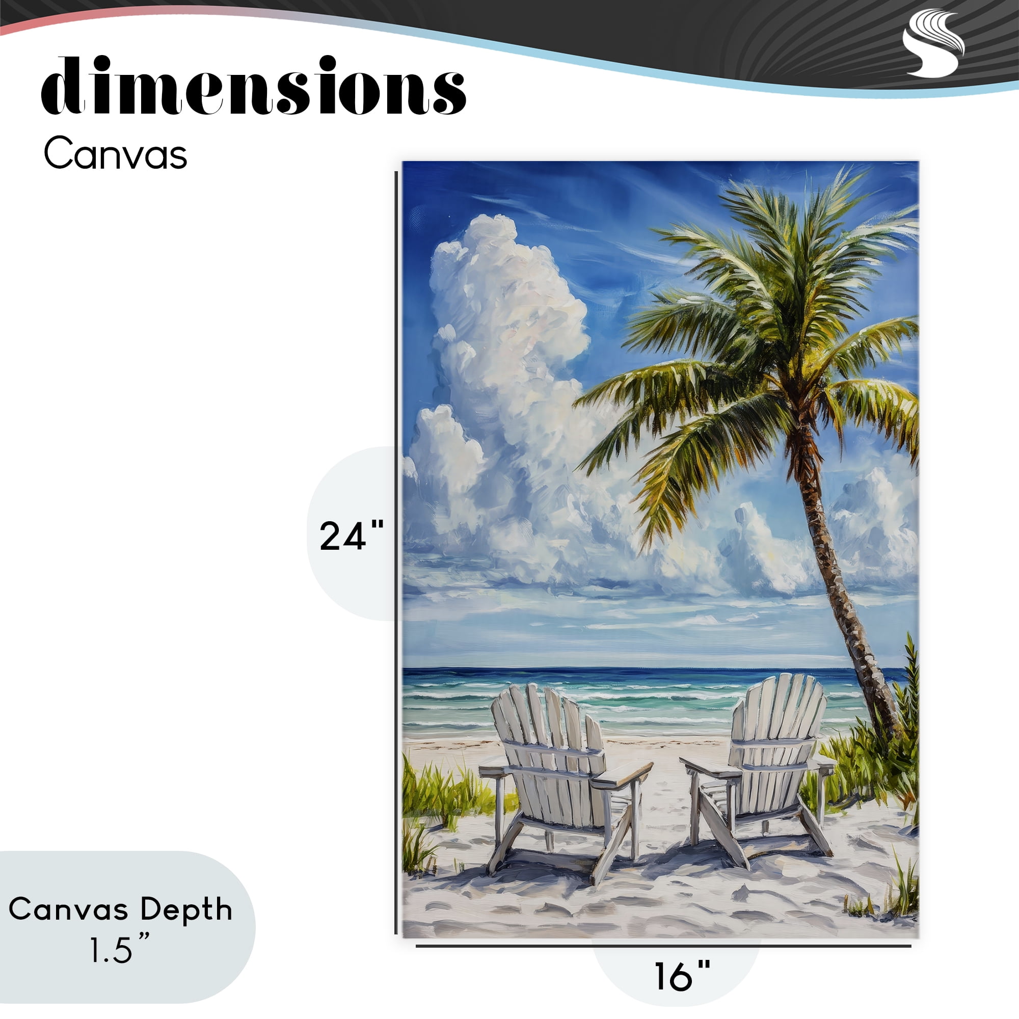 Stupell Industries Clouded Beach with Looming Palm Canvas Wall Art, design by Petal Prints Design