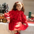 thumbnail image 2 of WEAIXIMIUNG Robe Tutu pour Filles Tout-Petits Automne Imprimée Manches Longues en Velours Côtelé Robe Couleur Unie, 2 of 7