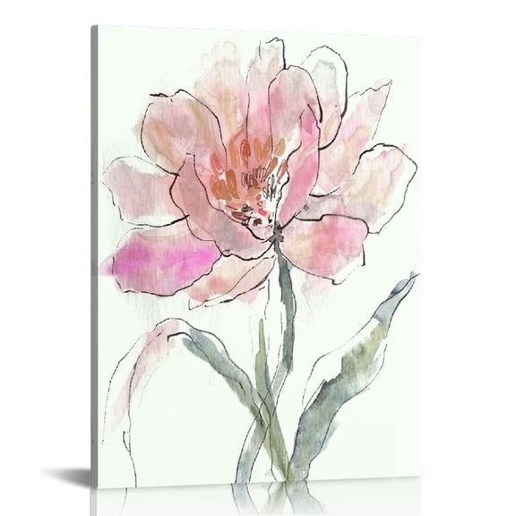 ONETECH Canvas Wall Art Watercolor Carnation Poster,Watercolor Plant Art,Pink Flower Art Painting Print Wall Art Modern Home Art Decoration Stretched And Framed 12x16 in