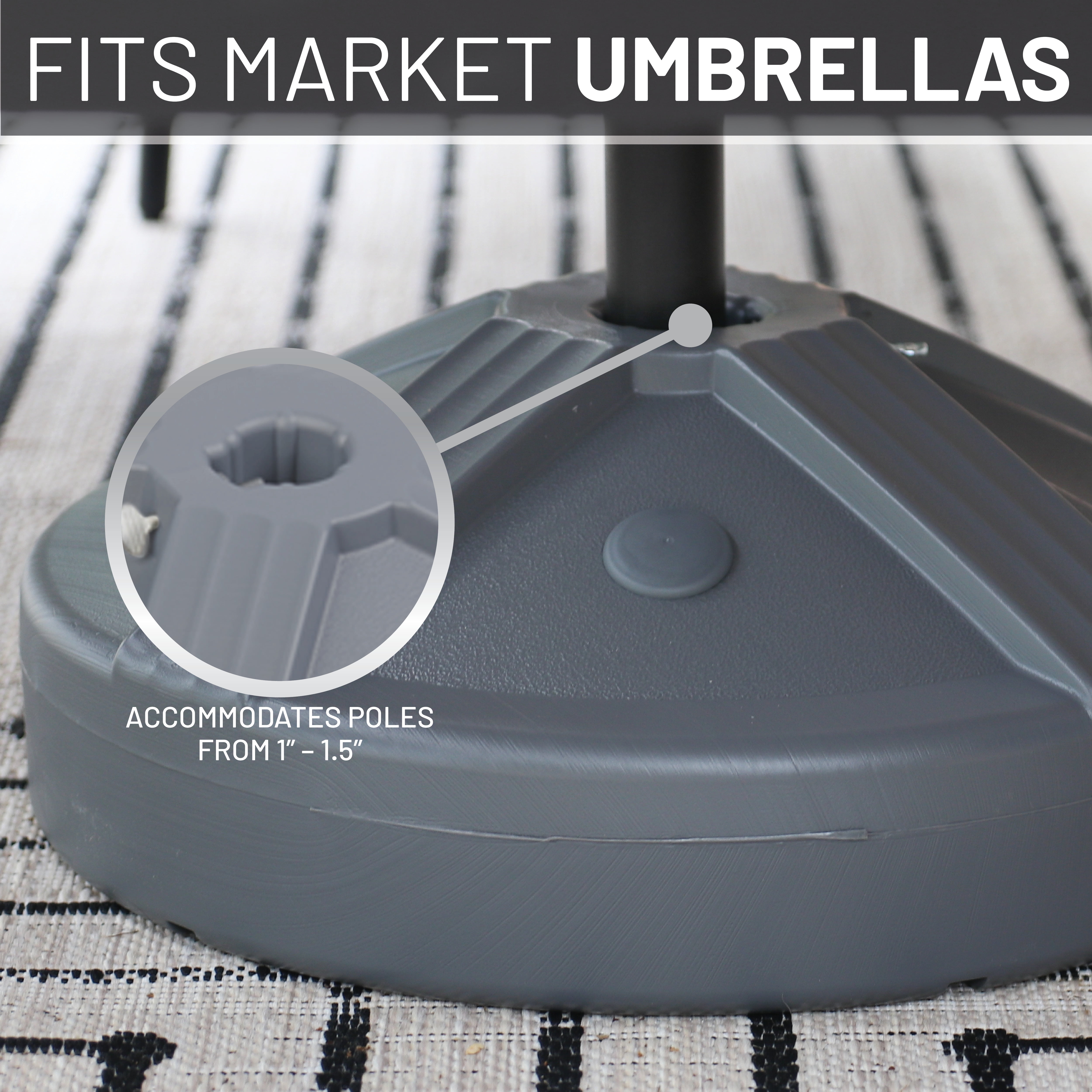 US Weight Durable 50 Pound Umbrella Base Designed to be Used with a Patio Table (Grey)