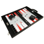 Silverman & Co. 16-inch Premium Backgammon Set - Medium - Black/Scarlet Red
