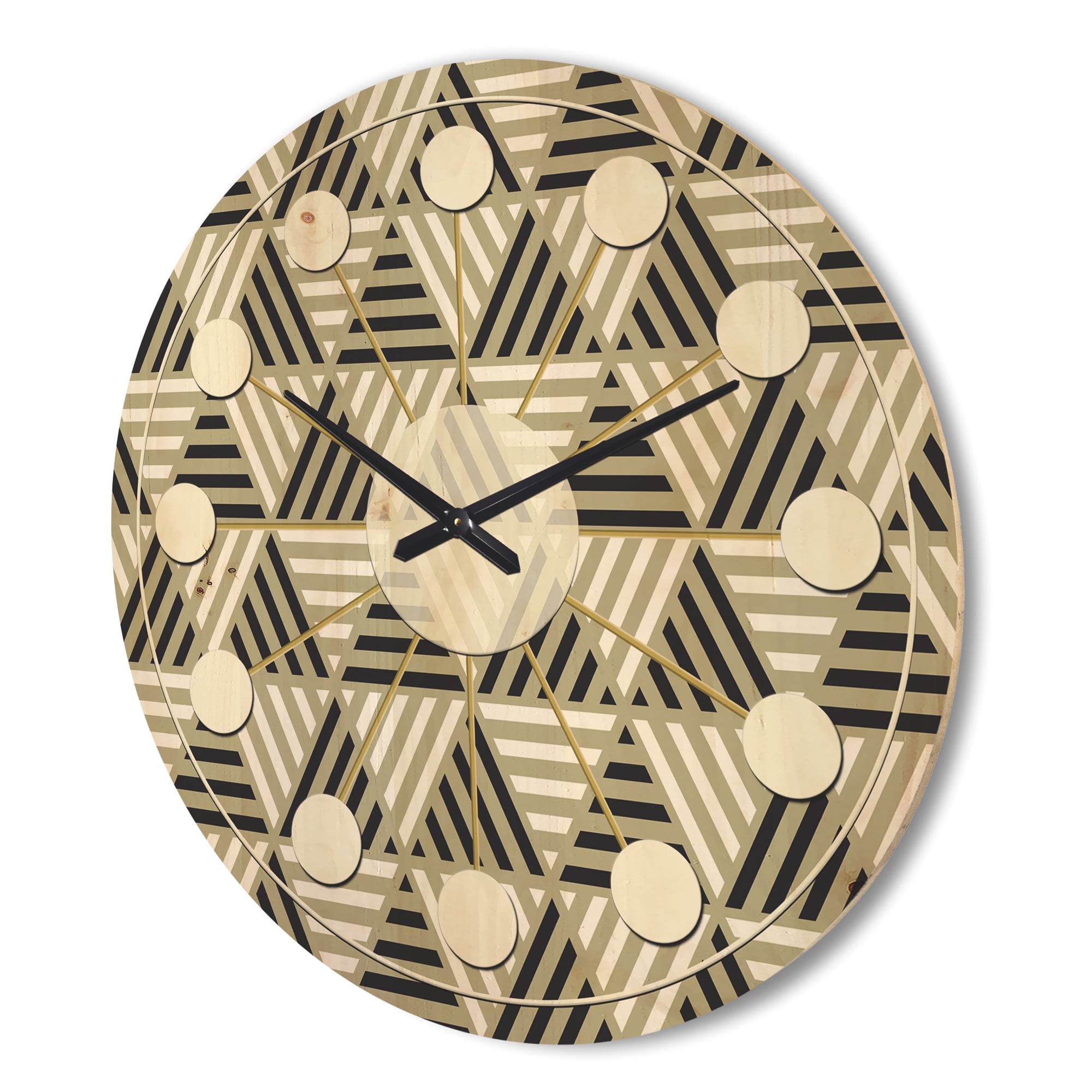 Designart 'Retro Triangular Design VIII' Mid-Century Modern Wood Wall Clock