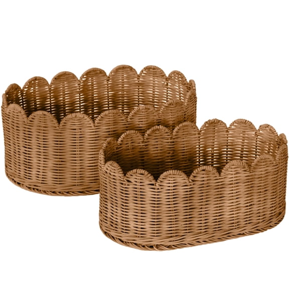 Set de 2 cestas de mimbre con borde ondulado Belle Mocca de BEBE BASK