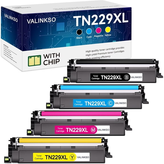 TN229XL Toner Cartridge Replacement for Brother TN229 TN229XL Toner Compatible with Brother MFC-L3780CDW HL-L3280CDW MFC-L3720CDW HL-L3220CDW HL-L3300CDW, High Yield 4-Pack (BK/C/M/Y)