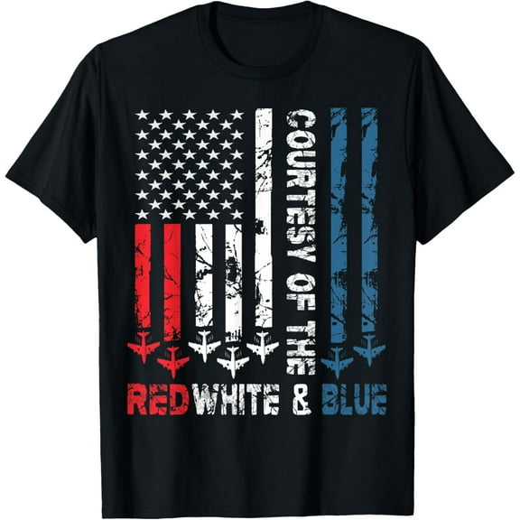 Courtesy Of The Red White And Blue Vintage America US Flag T-Shirt Tops Tee